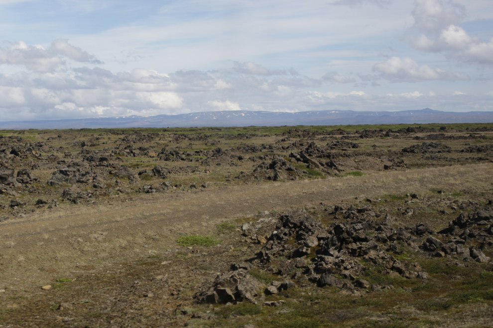 The old road near the Hverir geothermal area, Iceland.