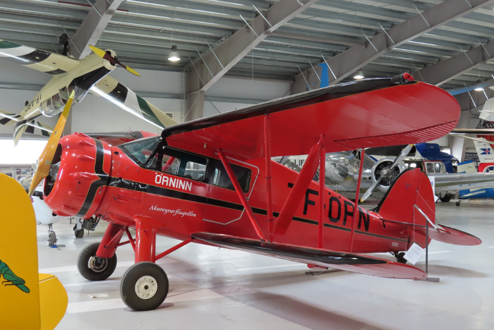 TF-ORN, a 1937 Waco YKS-7, at Flugsafn Islands - the Icelandic Aviation Museum at Akureyri.