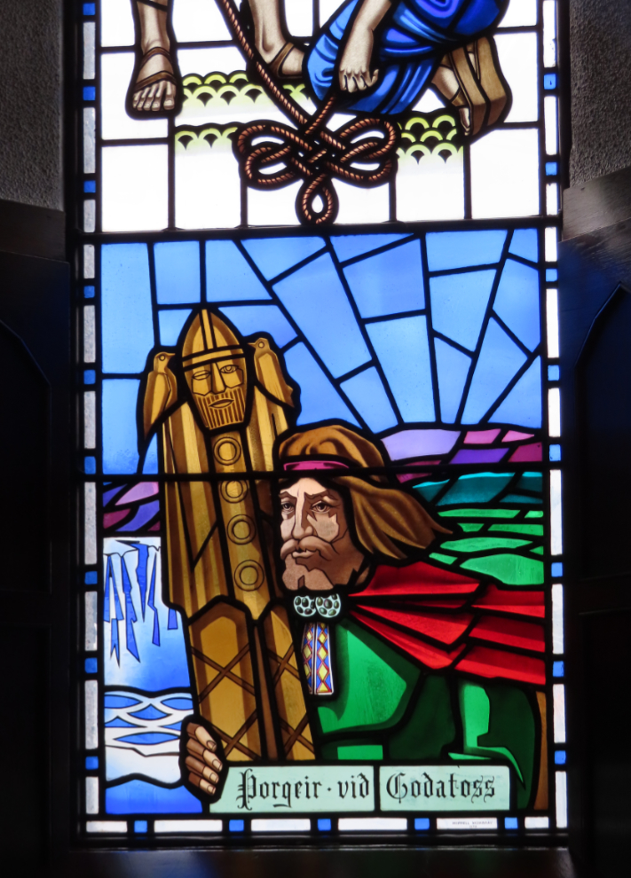 Stained glass in Akureyrarkirkja - the Akureyri church in Iceland.