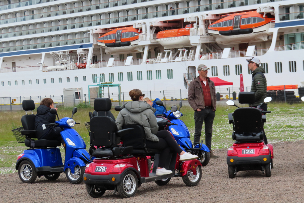 Mobility scooters for rent at Isafjordur, Iceland.