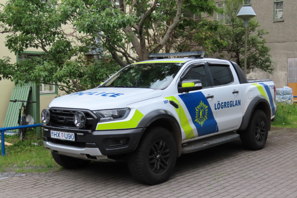 A police truck at Isafjordur, Iceland.