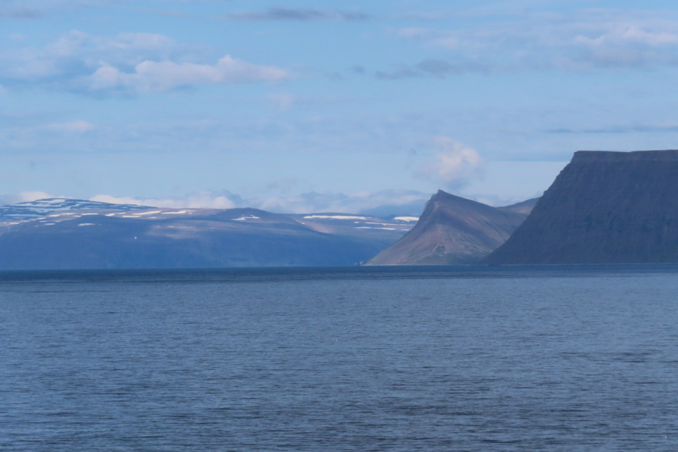 Sailing away from Isafjordur, Iceland.