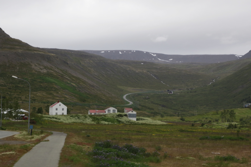 Route 60 heads off into the mountains at Isafjordur, Iceland.