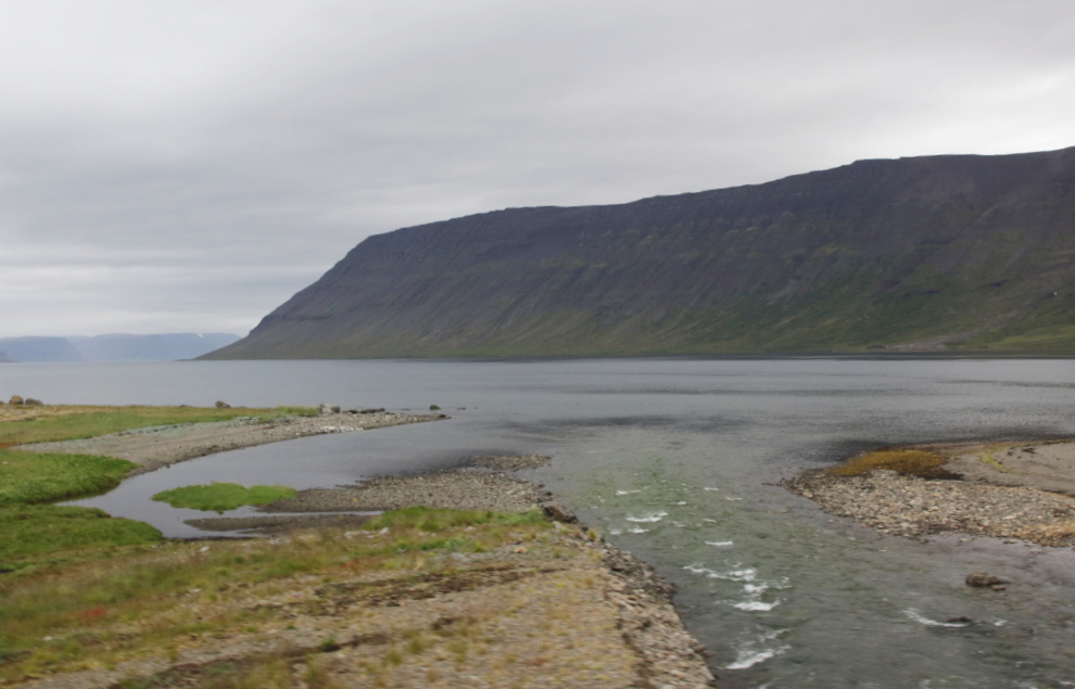 Crossing a bridge on the highway between  Isafjordur and Dynjandi, Iceland.