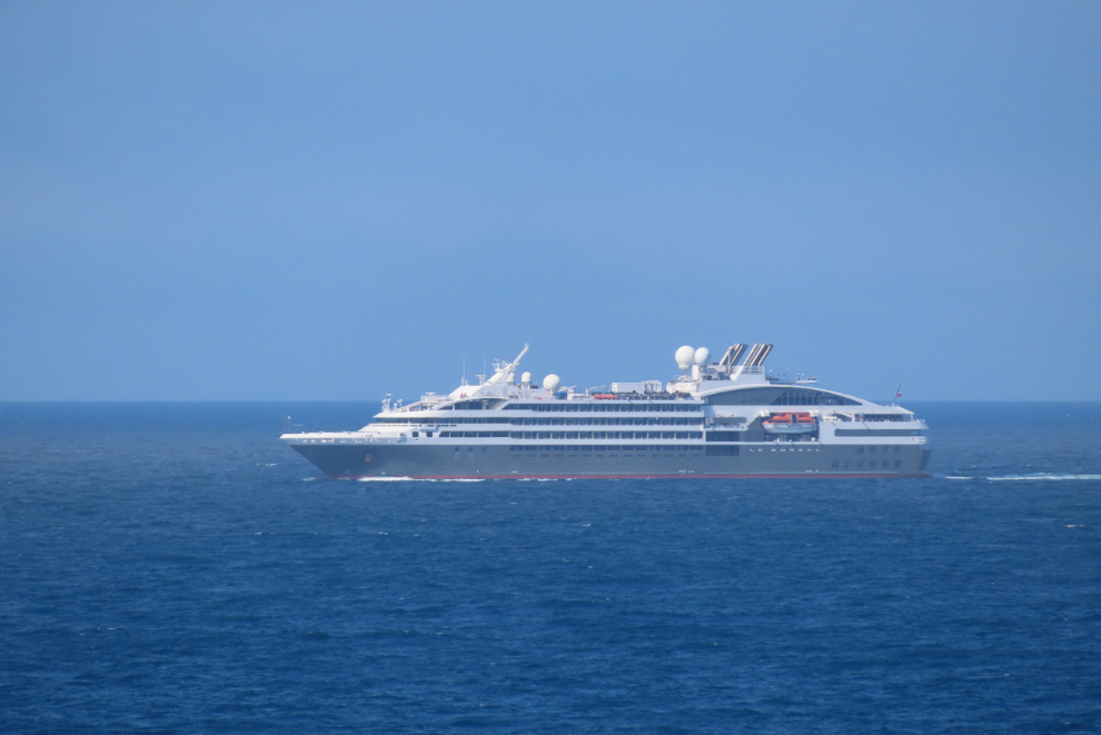 Passing the cruise ship Le Boreal at sea.