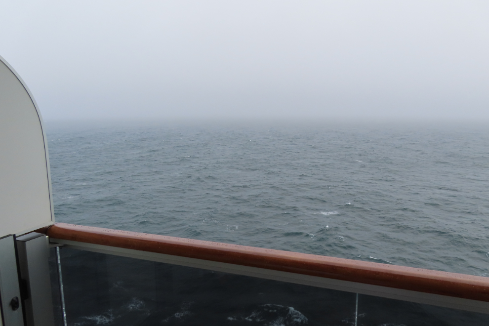 A foggy sea, seen from my verandah on the Holland America cruise ship Nieuw Statendam.