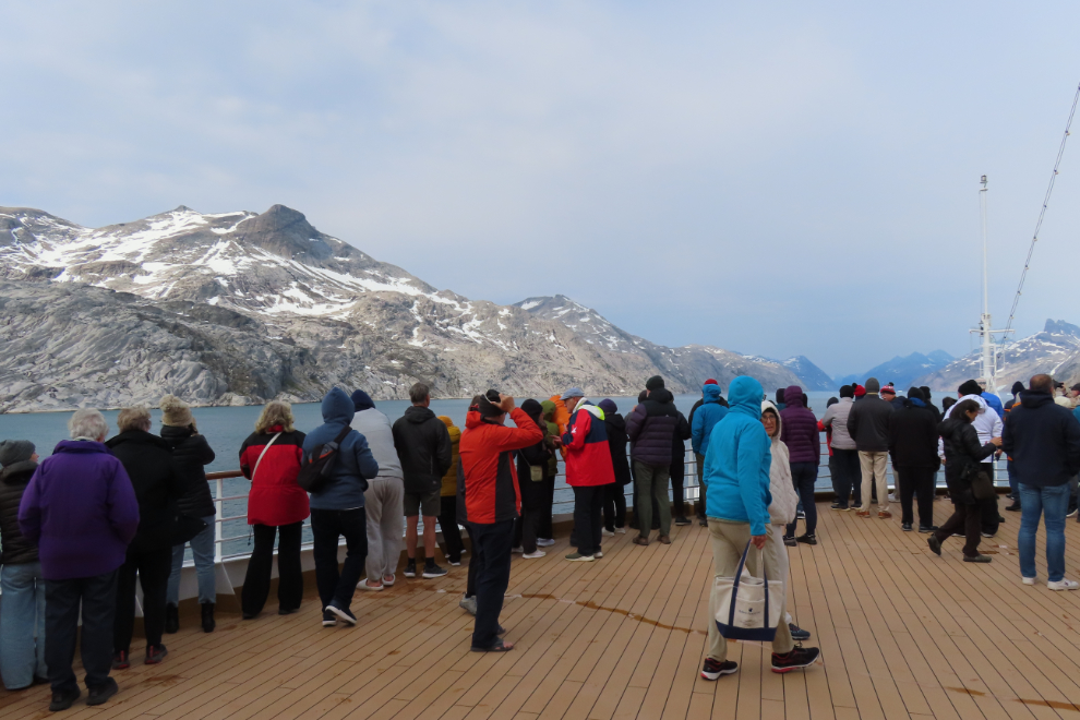 Sailing through Prince Christian Sound, Greenland, on the Holland America cruise ship Nieuw Statendam.