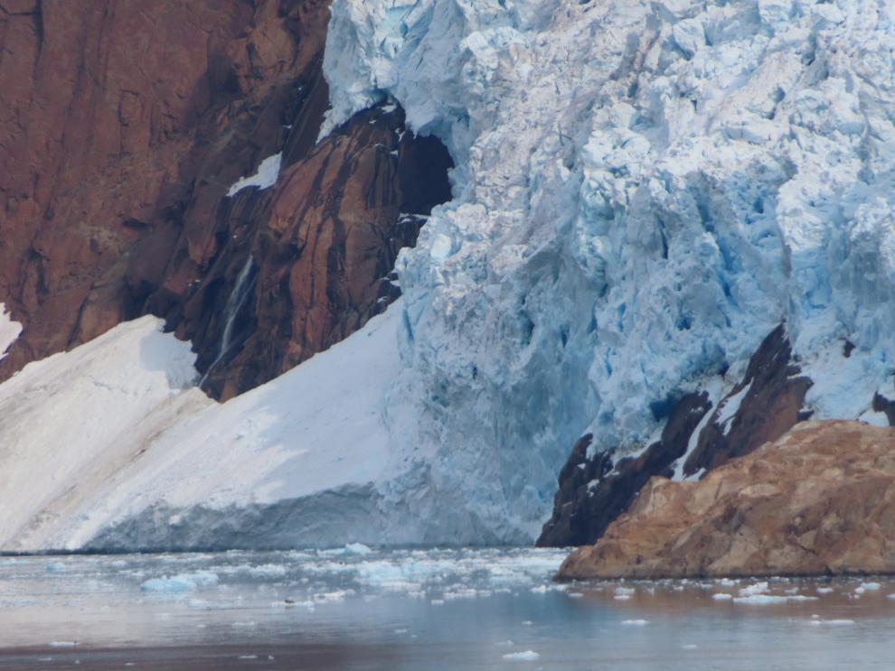 A close look at a glacier in Prince Christian Sound, Greenland.