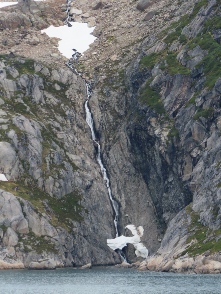 A waterfall in Prince Christian Sound, Greenland.