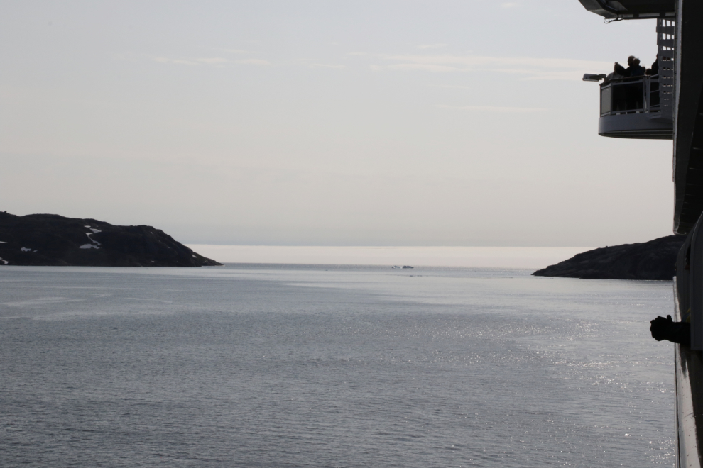 Looking back at the fog bank we sailed out of as we entered Prince Christian Sound, Greenland.