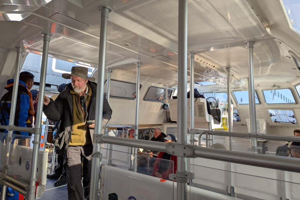 Heading to shore in Greenland on a ship tender.