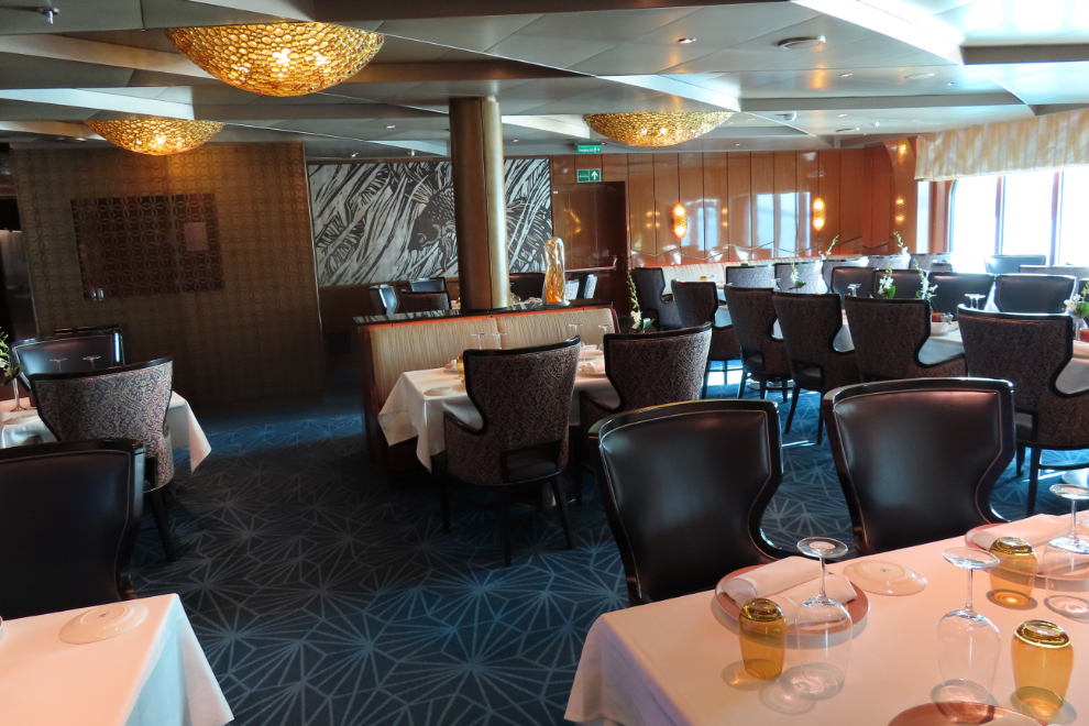 The Pinnacle Grill restaurant on the Holland America cruise ship Nieuw Statendam.