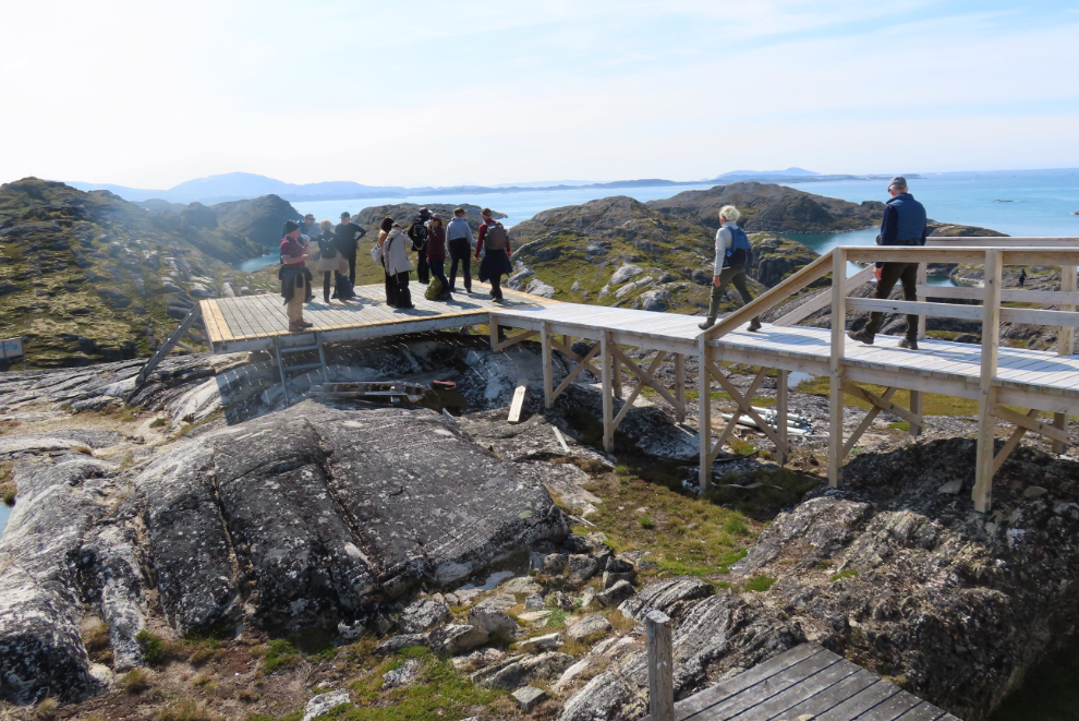 A viewing platform high above Paamiut, Greenland.