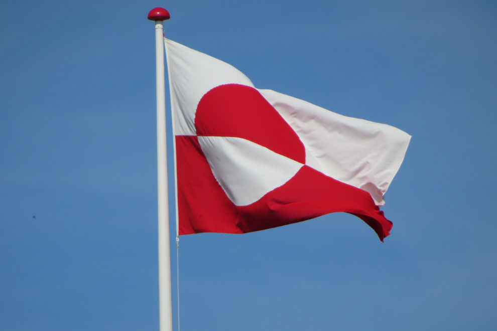 The Greenland flag flying at Paamiut, Greenland.
