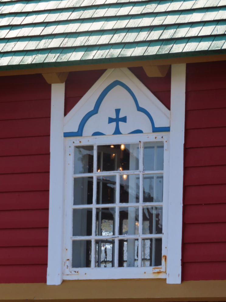A window of the 1909 Fredenskirche, or just Paamiut Church, at Paamiut, Greenland.
