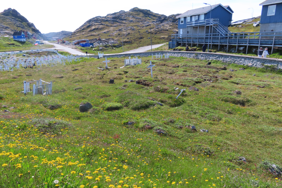 Old graves in the main cemetery at Paamiut, Greenland.