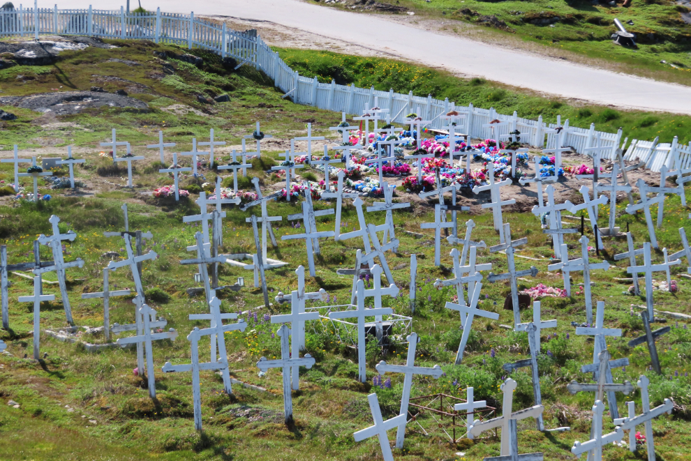 New graves in the main cemetery at Paamiut, Greenland.