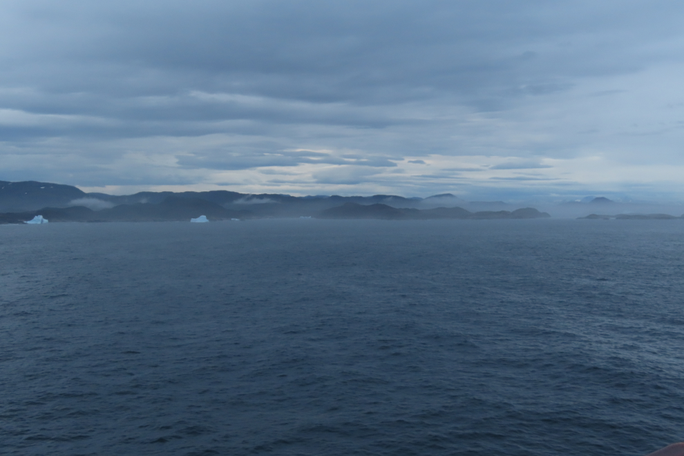 Looking back a the fog bank we had sailed out of as we approached Qaqortoq, Greenland.