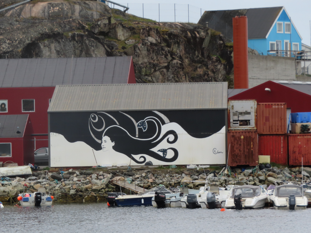  A mural by young local artist Kaaka Kielsen Olsens at Qaqortoq, Greenland.