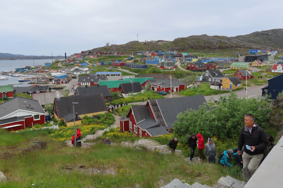 Steep walking at Qaqortoq, Greenland.