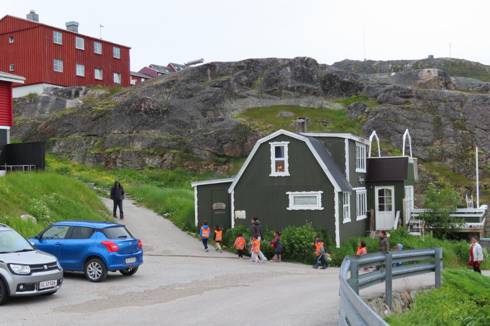 Children out for a walk at Qaqortoq, Greenland.