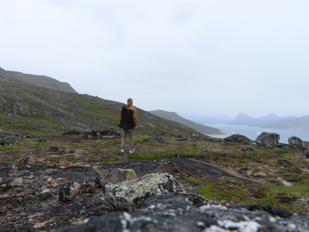 Hiking to the next fjord over from Qaqortoq, Greenland.