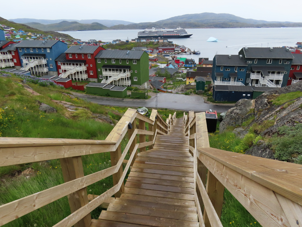 Very long stairs at Qaqortoq, Greenland.