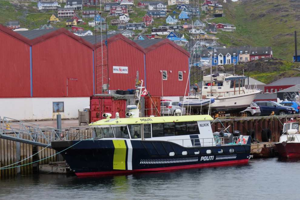  The 15-meter Greenlandic Police patrol vessel Nukik at Qaqortoq, Greenland.
