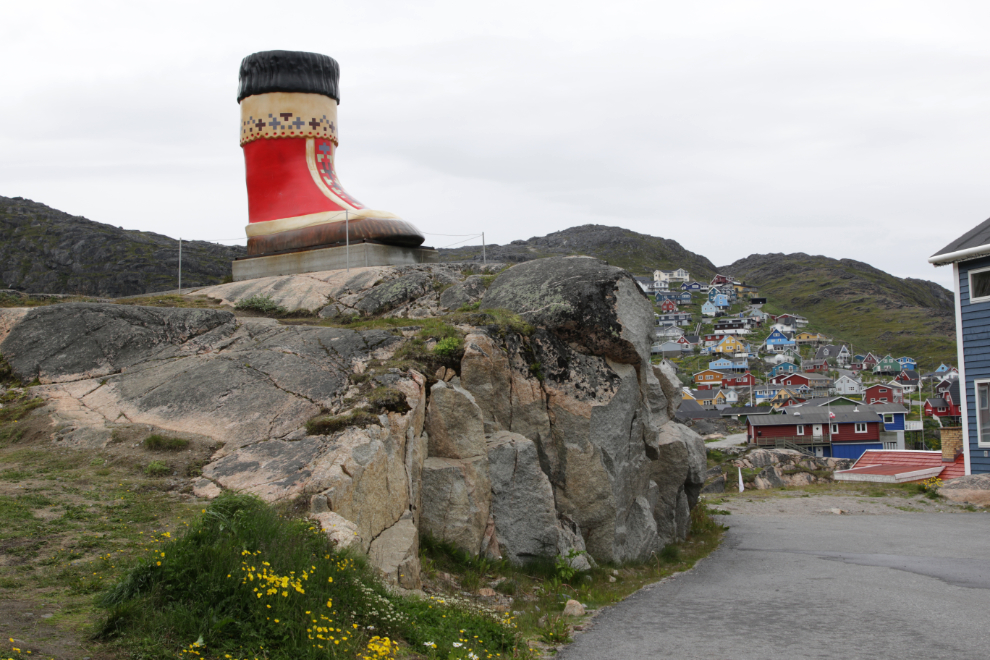 A huge mukluk (kamik) at the Hotel Qaqortoq at Qaqortoq, Greenland.
