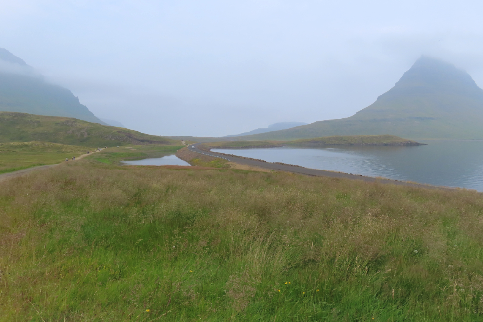 The walking path to  the mountain Kirkjufell at Grundarfjordur, Iceland.