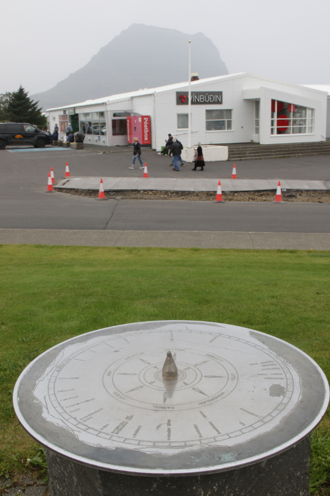 A mountain identifier in a little park in Grundarfjordur, Iceland.