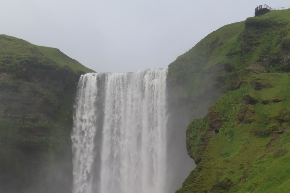 Seeing the waterfall Skogafoss on Iceland's South Coast, from the top.