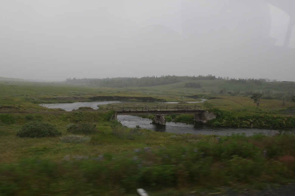 The ruins of a concrete bridge on the old road across Icelands's South Coast.