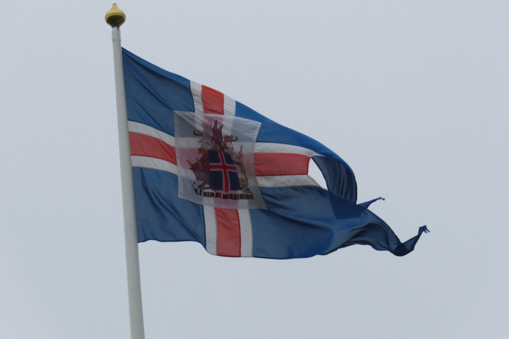 Bessastadir, the official residence of the president of Iceland. The flag showed that the President, Halla Tomasdottir, was at home.