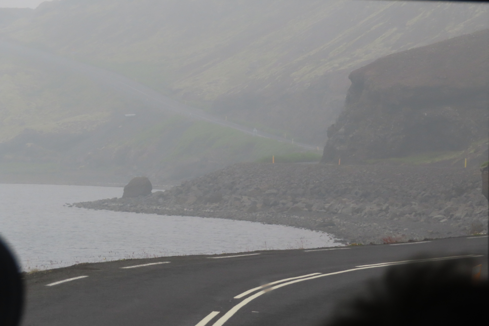 Iceland Route 42 goes along the lake Kleifarvatn.