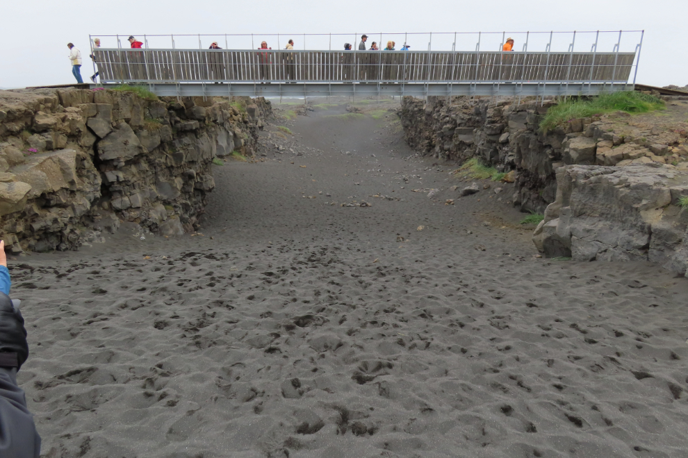 The Bridge Between Continents, Iceland, in heavy volcanic smoke.