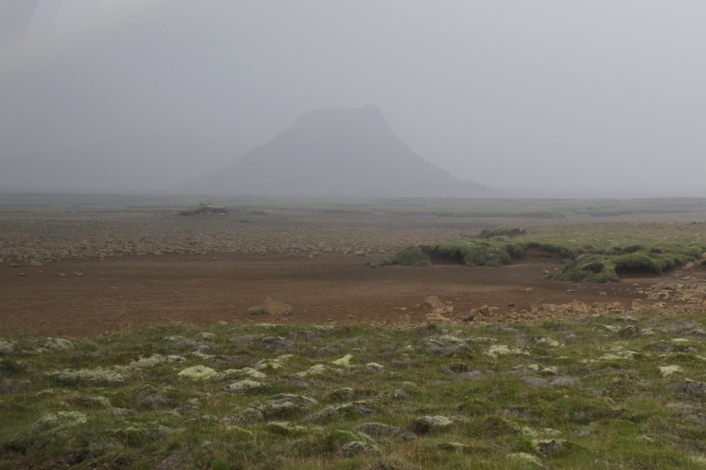 A large cinder cone along Route 42 on the Reykjanes Peninsula, Iceland.