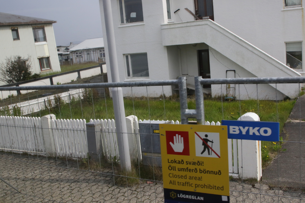 The area of Grindavik, Iceland, that has been the most heavily damaged by volcanic activity.