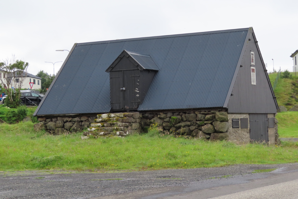  An old stone building at the harbour at Runavik, Faroe Islands.