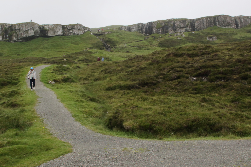 A trail leading above the lake Toftavatn at Runavik, Faroe Islands.