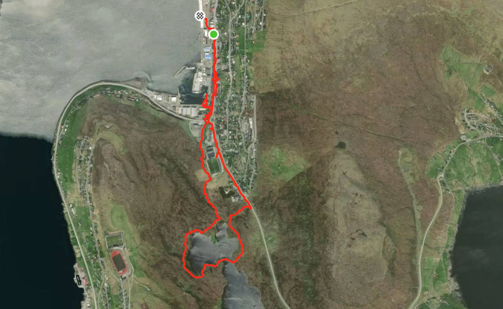 A map of my walking route at Runavik, Faroe Islands.