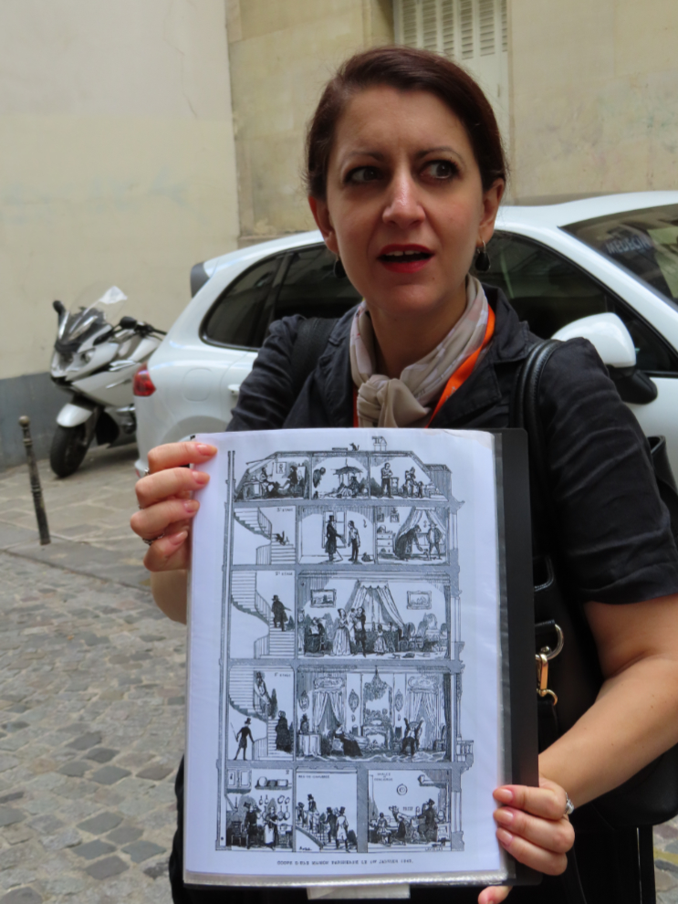 A graphic showing the layout of a residence on a medieval street in Saint-Germain-des-Pres district in Paris.