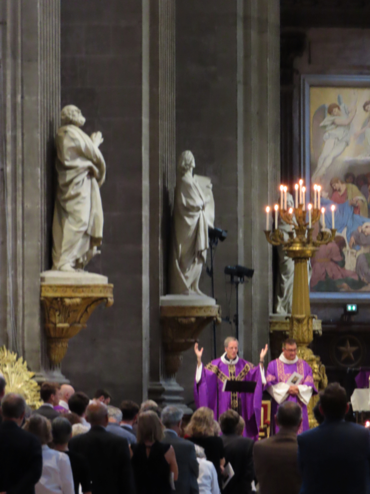 The Church of Saint-Sulpice in the Saint-Germain-des-Pres district in Paris.