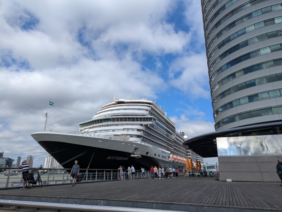The cruise ship Rotterdam docked in Rotterdam.