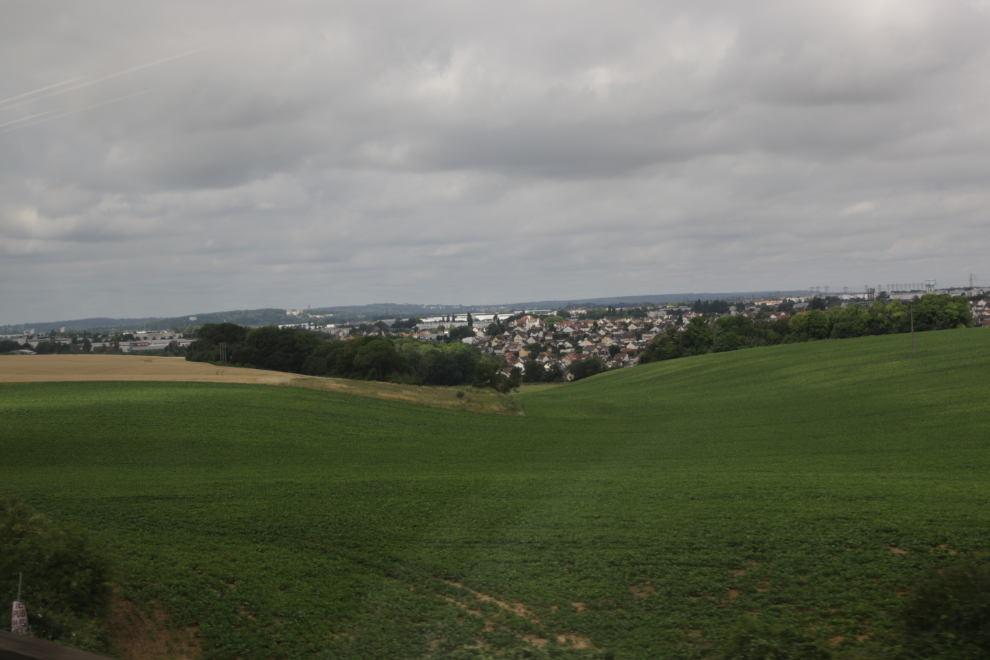 On a Eurostar train running between Paris and Rotterdam.
