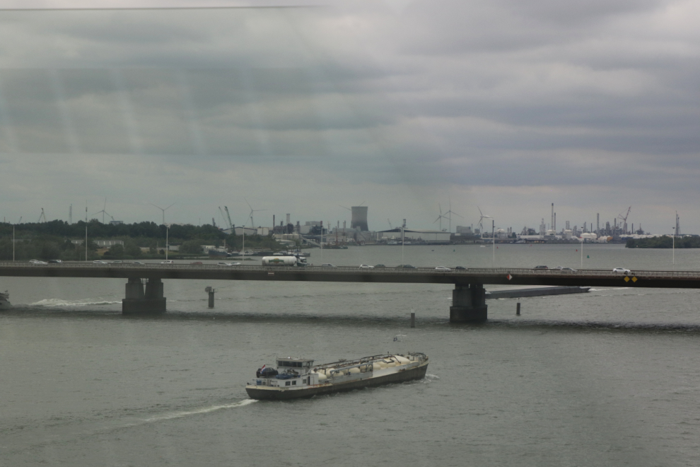 A large river seen from a Eurostar train running between Paris and Rotterdam.