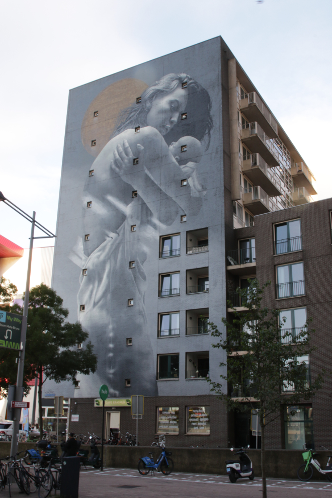 A cool mural on a building near the cruise terminal in Rotterdam.