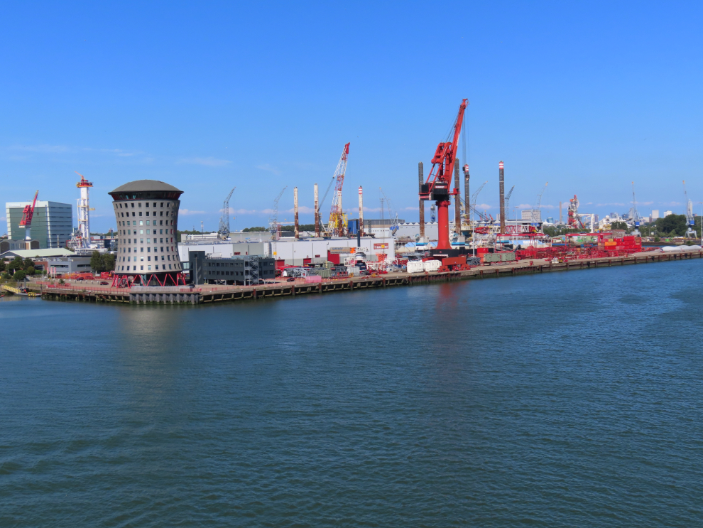 Heavy industry along the Maas between Rotterdam and the sea.