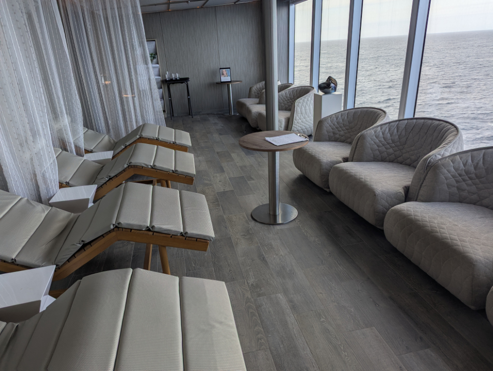 The spa waiting/relaxation room on the Holland America cruise ship Nieuw Statendam.
