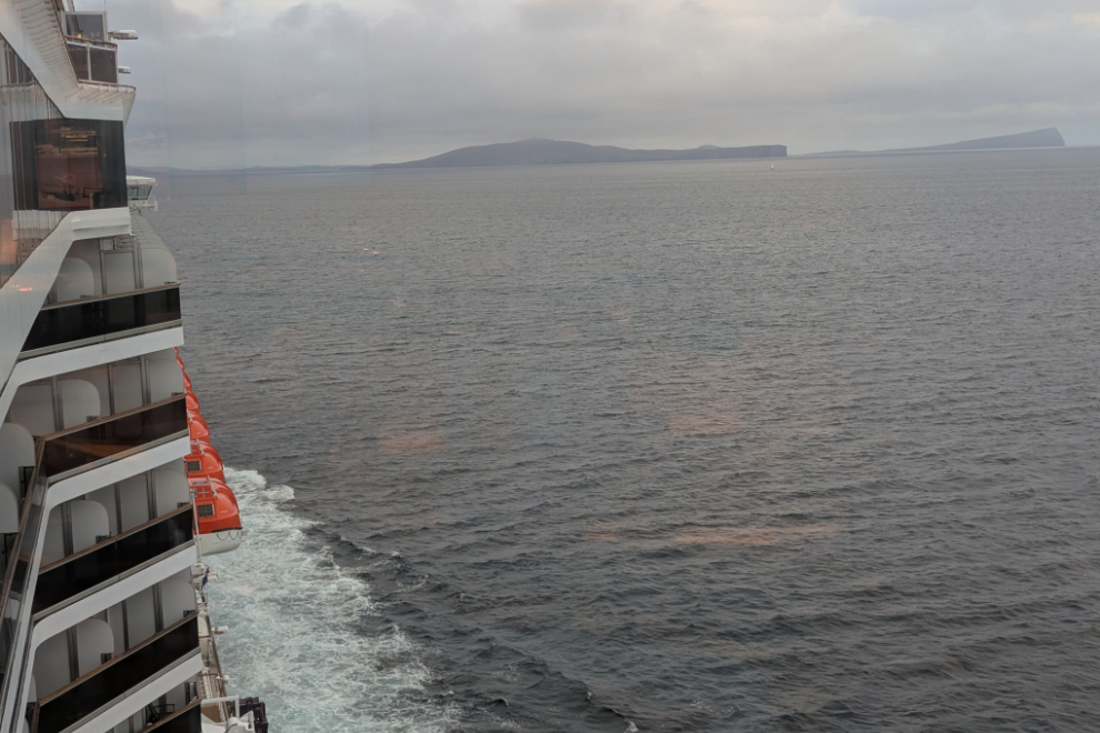 Shetland first came into view from my work station on Deck 9 of the cruise ship Nieuw Statendam at about 05:00.